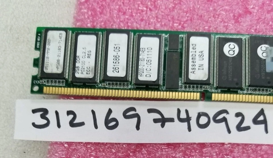 2GB DDR PC  PC2100R DDR-266 2100  266MHZ 184PIN ECC-REG RDIMM 2RX4 128X4  - Image 1 of 1