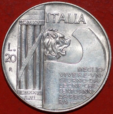 Italy 20 Lire 1928 R Yr. VI Vittorio Emanuele III KM# 70 10th Anniversary - Image 1 of 4