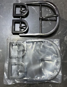 Unisex Dreifach Kerbe Schwarz Metall Gürtelschnalle 3,5" x 2,75" - Bild 1 von 4