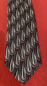 XMI Men's 100% Silk Necktie USA Geometric Gray/Burgundy - Picture 1 of 5