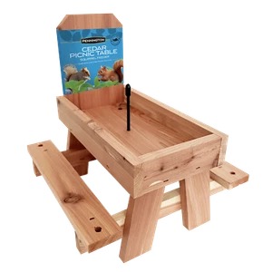 Red Squirrel Feeder - 9"x10"x9", Picnic Table Style for Corn, Nuts, Seeds - Picture 1 of 16