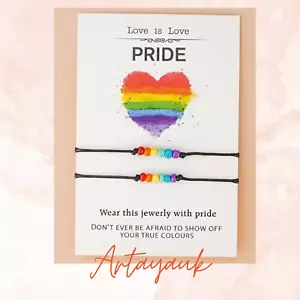 Reino Unido 🙂 Orgullo LGBTQ+ Amor es Amor Amistad Pareja Pulsera Cuentas Joyería Regalos - Imagen 1 de 3