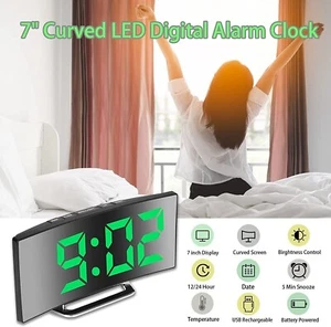 SVEGLIA DIGITALE LED LCD OROLOGIO SPECCHIATO TERMOMETRO E DATARIO CON PORTA USB - Foto 1 di 11