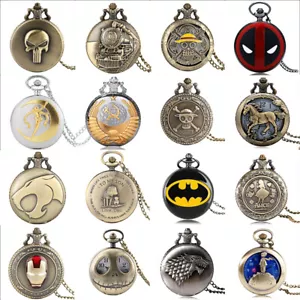 Steampunk Vintage Quartz Pocket Watch with Necklace Chain for Women Men Watches - Picture 1 of 38