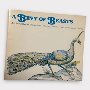 A BEVY OF BEASTS Coloring Book of Elizabethan Drawings Folger Shakespeare 1977 - Picture 1 of 9