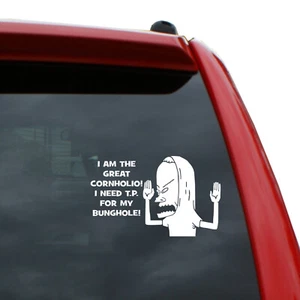Great Cornholio - Beavis and Butthead Vinyl Decal | Color: White | 7" x 4.3" - Bild 1 von 1