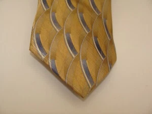STAFFORD ~100% Silk Men’s Tie ~VGC~Blue~Gold~Beige~Geometric ~ - Picture 1 of 4