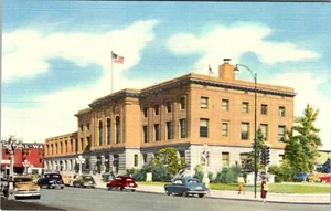 GREAT FALLS MONTANA U.S. POST OFFICE STREET SCENE VINTAGE LINEN POSTCARD - Picture 1 of 2