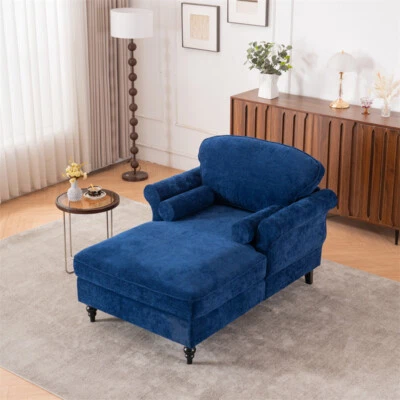 Oversized Chaise Lounge Indoor,Chenille Upholstered Single Sofa Bed w/Wide Seat - Image 1 of 4