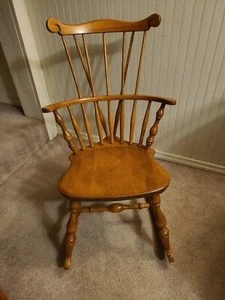 Rare 1867 BENT & BROS CO. Rocking Knitting Chair Bowback Windsor Maple - Picture 1 of 6