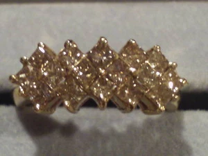 Princess Cut Champagne Diamonds Wedding Anniversary Band Cocktail Ring 10k Gold - Picture 1 of 2