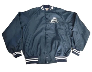Vtg Satin Bomber Jacket Mens 1988 Michigan BMX State Champion Snap NWOT Sz L - Picture 1 of 21
