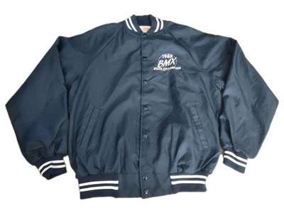 Винтажная атласная куртка-бомбер мужская 1988 Michigan BMX State Champion Snap новая без ценников размер L - Изображение 1 из 4