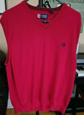 CHAPS Mens Vest Size XL Men's Sleeveless V-Neck Logo Classic Red - Image 1 of 4