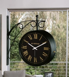 Antiguo Reloj Estación Victoria Doble Cara Ferrocarril Reloj de Pared Hogar Decorativo - Imagen 1 de 7