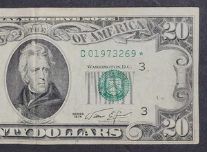1974 $20.00 DOLLAR STAR* REPLACEMENT NOTE WITH SERIAL # C 01973269 * - Picture 1 of 3