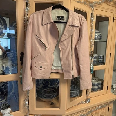 Vera Pelle розовый итальянский кожаный мотоциклетная куртка, размер 42 (США M) - Изображение 1 из 4
