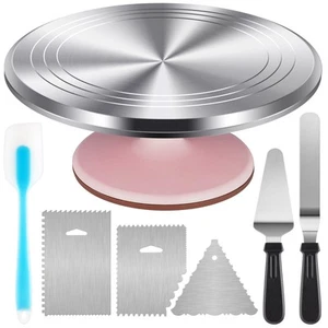 Aluminium Cake Turntable Set, Baking Tools with Revolving 12" Cake Stand for ... - Picture 1 of 6