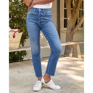 Frank & Eileen Cork The Everyday Jean (Sz 27) Straight Leg Crop Antique Blue - Picture 1 of 16