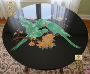 Semi Precious Stones Inlay Round Marble TableTop Handmade Decor - Picture 1 of 8