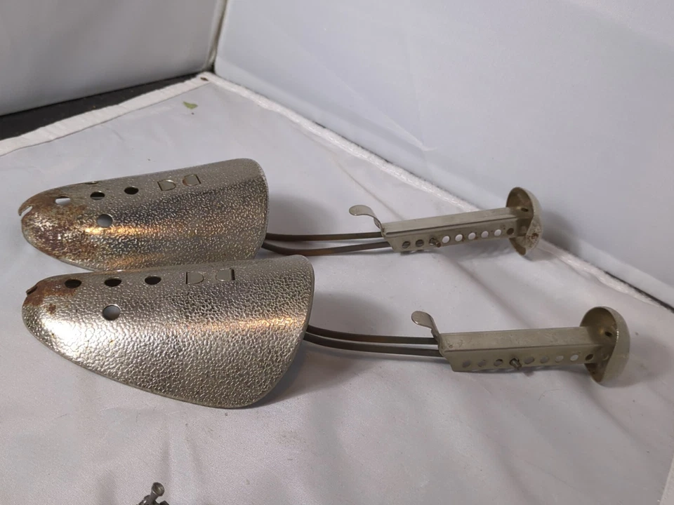 1950s USA 2 Vintage EKCO Hammered Metal Shoe Trees Shaper Stretcher Adjustable - Image 1 of 4