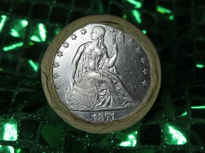 20 UNC BU DÓLAR DE PLATA ROLLO SENTADO 1871 EXTREMO / DMPL 1881 EXTREMO BESTEVER #5007 Foto 1 de 4