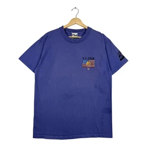 Vintage FILA U.S. Open Tennis New York T-Shirt 90s Blue Men's Medium - Picture 1 of 7
