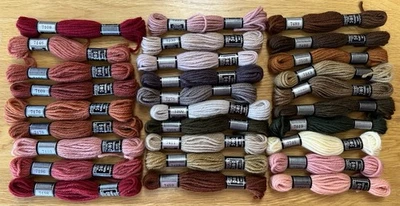 Laine Tapestry DMC 100% Wool YARN~Lot of 29 Red/Pink/Brown/Orange Skeins~Crewel - Image 1 of 4