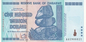 Simbabwe 100 Billionen Dollar 2008 P-91 UNC Banknote - Bild 1 von 4