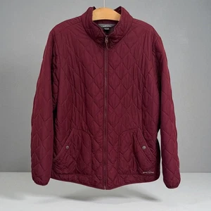 Eddie Bauer Womens Quilted Maroon Jacket Full Zip Pockets Collar XXL - Picture 1 of 7