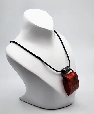 Silpada Cardinal Rule Sponge Coral Leather Corded Necklace 16.75" - Image 1 of 4