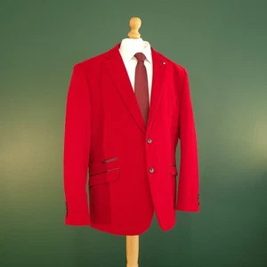 Blazer Cavani Lujo Terciopelo Para Hombres 48R Rojo Muesca Solapa Formal Cena Chaqueta - Imagen 1 de 15