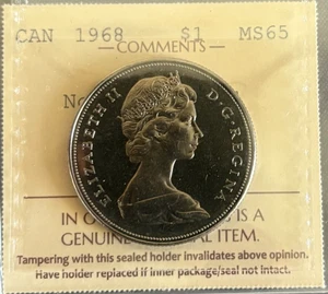 Canadá - 1 dólar - 1968 - Isla Normal - Certificado ICCS - MS-65 - Imagen 1 de 3