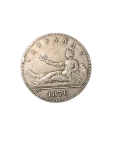 Spain 5 Pesetas Silver Coin 1870 - Picture 1 of 4
