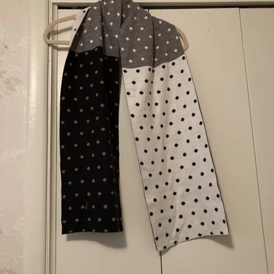 Unbranded Scarf Black Gray White Polka Dot Long Shawl 9”x60” Approx-Reversible - Image 1 of 4