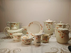 Lote de mezcla de hojas de otoño Halls tetera cafetera jarra crema 13 piezas + tapas - Imagen 1 de 8