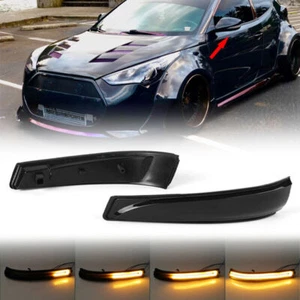 Pair For Hyundai Veloster 2011-2015 Sequential Turn Signal Light LED Side Mirror - Picture 1 of 5