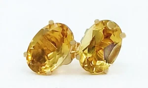 GENUINE 1.60 Ct YELLOW TOPAZ STUD EARRINGS 14k SOLID YELLOW GOLD -Free Appraisal - Picture 1 of 6
