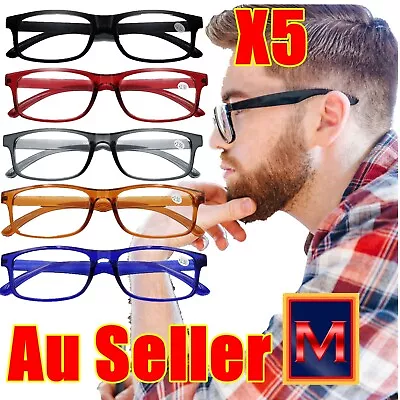 1/5 Pairs Mens Ladies Wayfarer Frame Magnifying Reading Glasses Nerd Spectacl AU - image 1 of 4