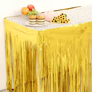 Disposable Tassel Table Skirt Rainy Silk Curtains Tablecloth Wedding Party Decor - Picture 1 of 20