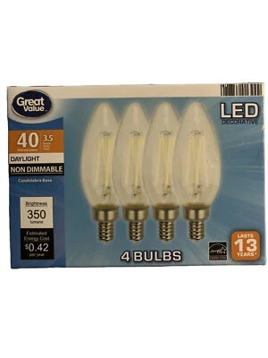 Great Value LED 3.5 Watts/40 Watts Equivalent Decorative Light Bulbs, New  - Image 1 of 3