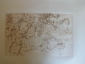 Herbert L. Fink "The Bribe" 1980 etching 11"x 18" - Picture 1 of 5