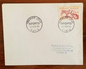 FRANCE N° 965 LETTRE COVER, FDC, enveloppe 1er jour. Journal l'equipe 28/11/1953 - Imagen 1 de 1
