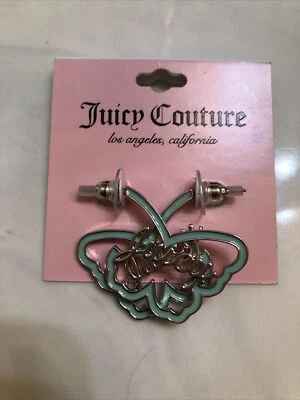 Brincos de argola esmaltada verde borboleta tom aberto tom prata Juicy Couture novo com etiquetas - Imagem 1 de 4