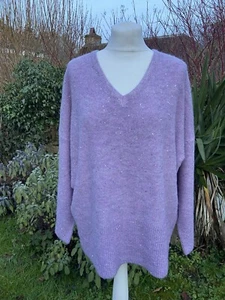 Lilac Purple V Neck Slouchy Jumper UK14-16 BNWOT Bonmarche - Picture 1 of 4