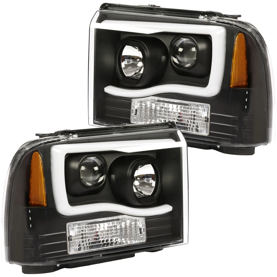 LED DRL Projector Headlights For 2005-2007 Ford F250 F350 F450 F550 Super Duty - Image 1 of 4