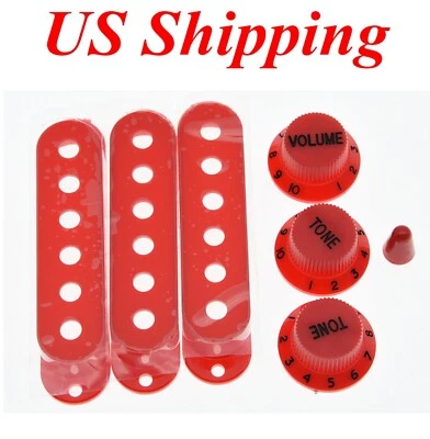 Perillas ST rojas/negras KAISH, cubiertas de pastilla de bobina única ST y punta de interruptor de 5 vías roja Foto 1 de 4