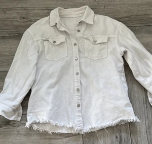 White Washed Denim Jeansjacke unvollendet roher Saum Größe S - Bild 1 von 6