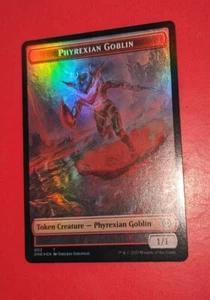 MTG *FOIL * Phyrexia: All will be One Token PHYREXIAN GOBLIN** REBEL NM - Imagen 1 de 4