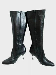 Stivali donna Enrico Antinori scarpe con tacco pelle nera italiana EU39 USA 8,5 - Foto 1 di 12